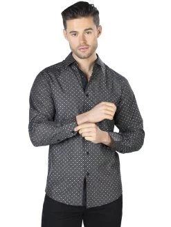 Camisa Casual Manga Larga Estampada Negro/Multicolor Para Hombre 'El Señor De Los Cielos' - ID: 44043