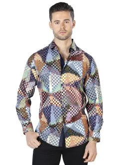 Camisa Casual Manga Larga Estampada Negro/Multicolor Para Hombre 'El Señor De Los Cielos' - ID: 44045