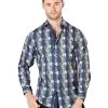 Camisa Casual Manga Larga Estampada Azul Para Hombre 'El Señor De Los Cielos' - ID: 44046