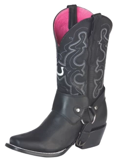 Botas Vaqueras Rodeo Con Arnes De Piel Genuina Para Mujer 'El General' - ID: 51135
