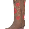 Botas Vaqueras Rodeo Con Tubo Bordado De Flores De Piel Nobuck Para Mujer 'El General' - ID: 51162