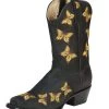 Botas Vaqueras Rodeo Con Bordado De Mariposas De Piel Nobuck Para Mujer 'El General' - ID: 51220