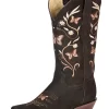 Botas Vaqueras Rodeo Con Tubo Bordado De Mariposas De Piel Nobuck Para Mujer 'El General' - ID: 51227