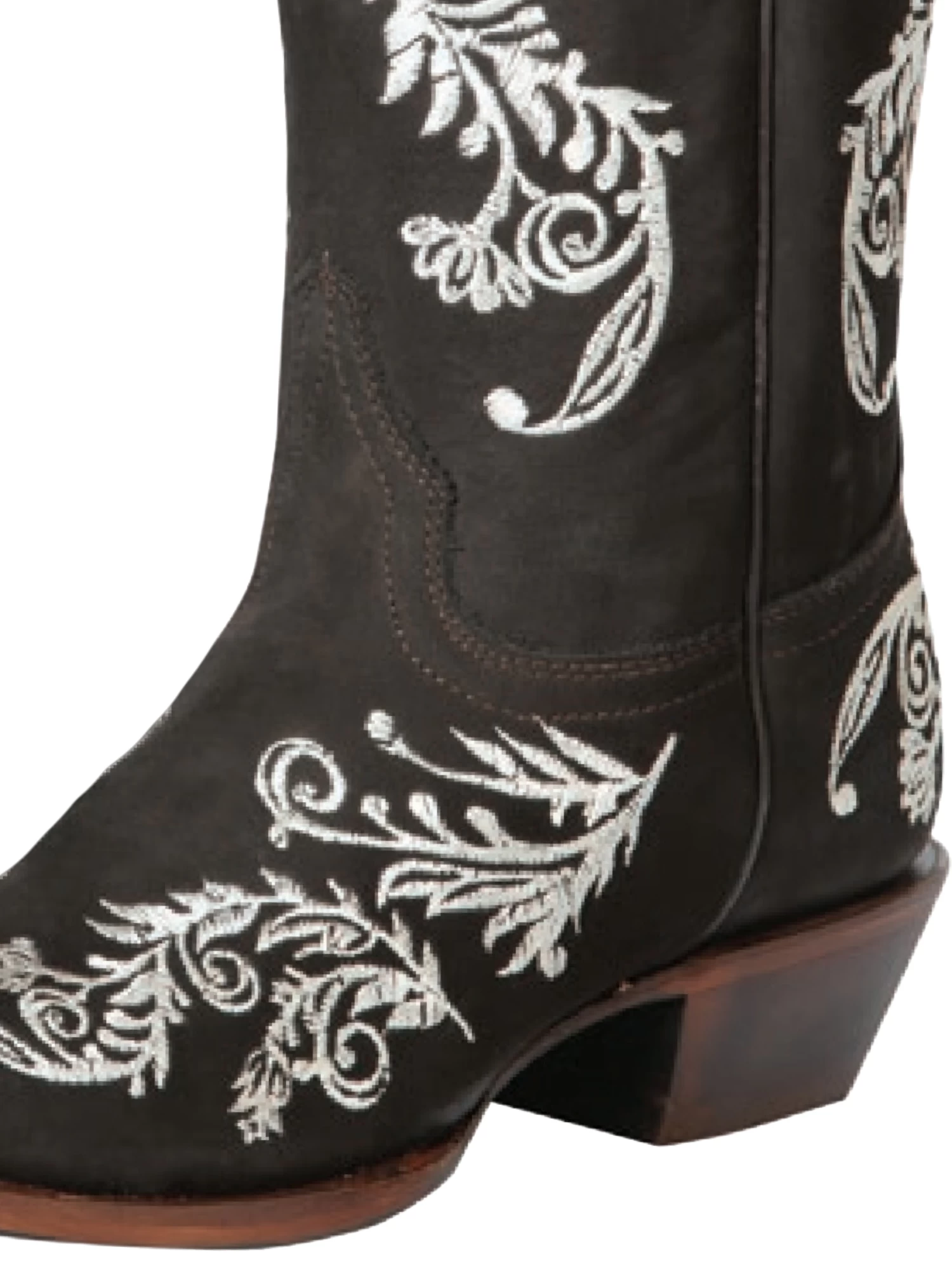 Botas Vaqueras Rodeo Con Bordado De Flores De Piel Nobuck Para Mujer 'El General' - ID: 51229 - Imagen 3
