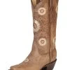 Botas Vaqueras Rodeo Con Tubo Bordado De Girasoles De Piel Genuina Para Mujer 'El General' - ID: 51230