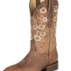 Botas Vaqueras Rodeo Con Tubo Bordado De Flores De Piel Genuina Para Mujer 'El General' - ID: 51231