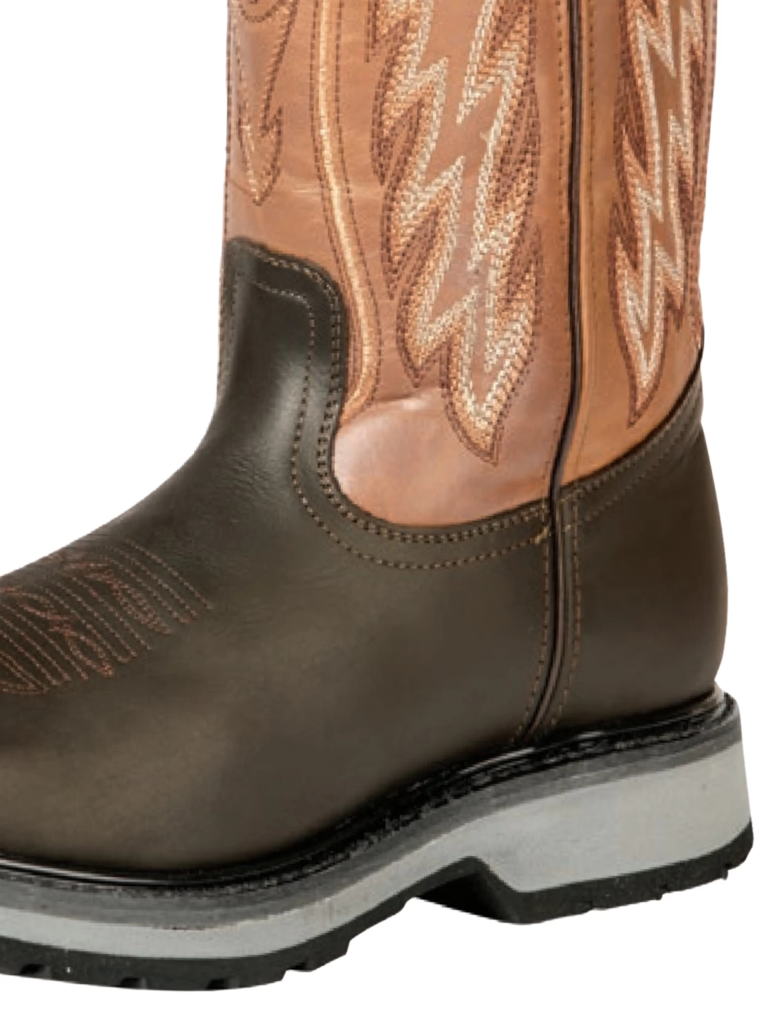 Botas De Trabajo Rodeo De Tubo Pull-On Con Punta Suave De Piel Genuina Para Hombre 'El General' - ID: 51277 - Imagen 3