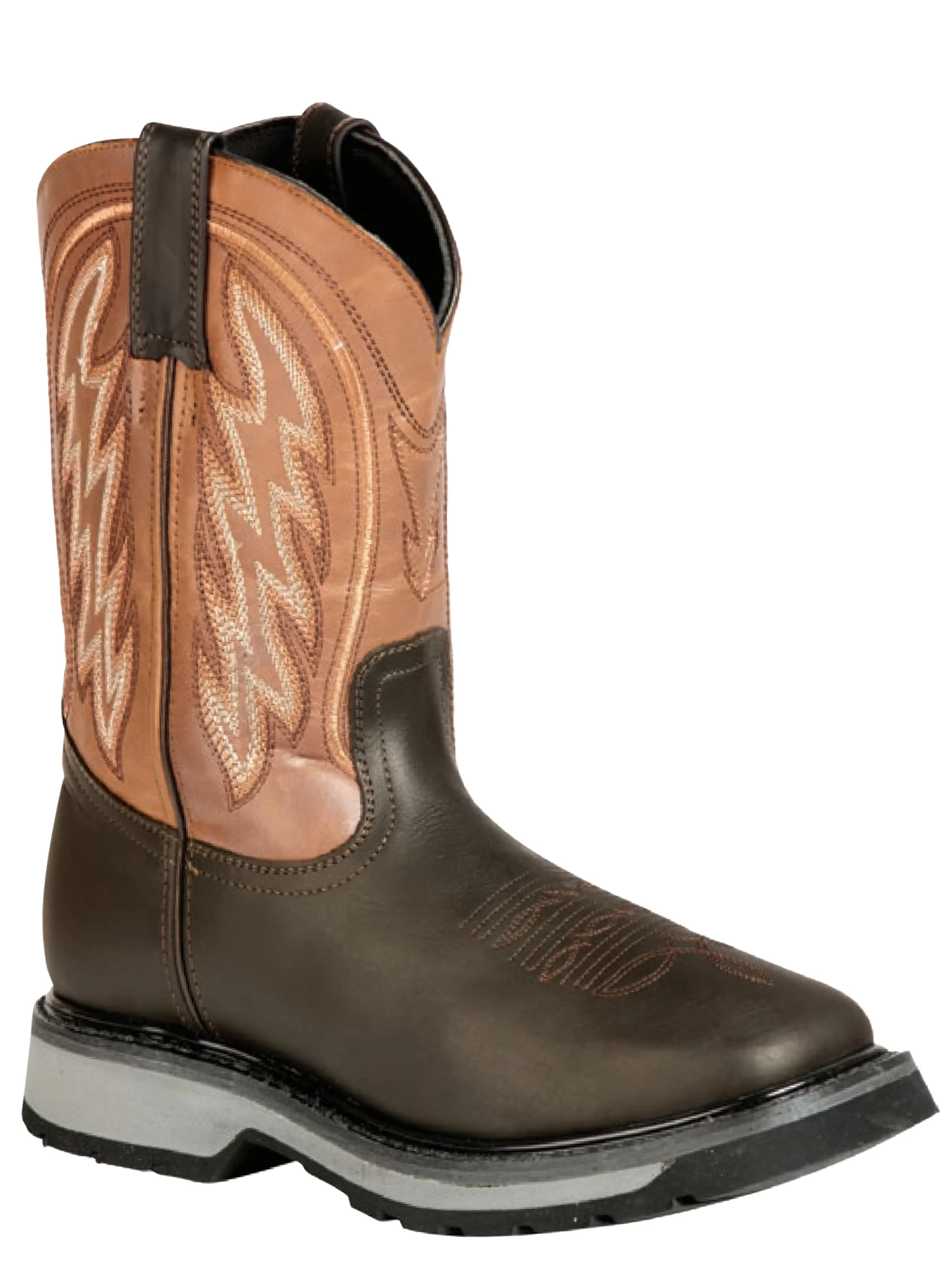 Botas De Trabajo Rodeo De Tubo Pull-On Con Punta Suave De Piel Genuina Para Hombre 'El General' - ID: 51277 - Imagen 4