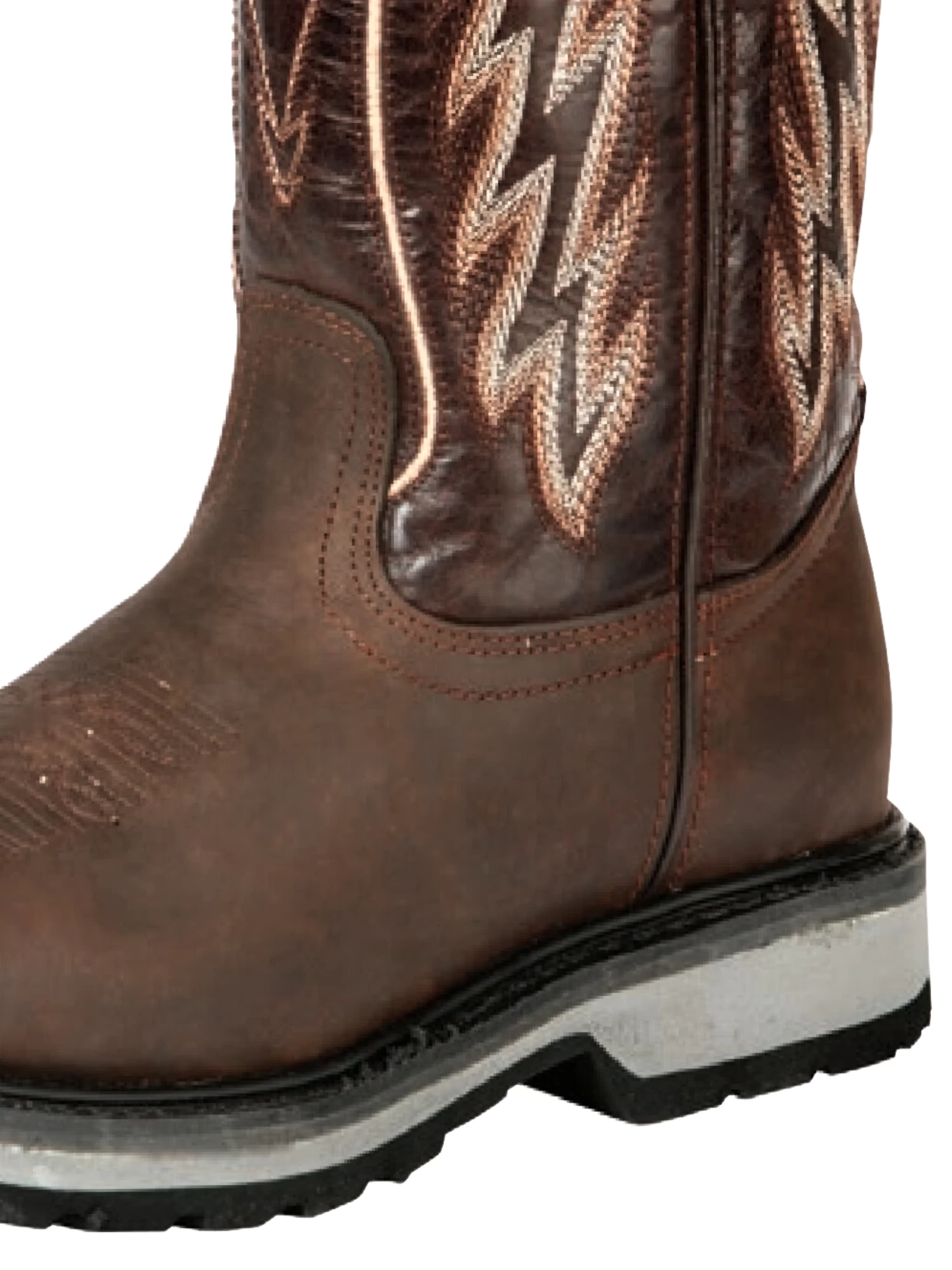 Botas De Trabajo Rodeo De Tubo Pull-On Con Punta Suave De Piel Genuina Para Hombre 'El General' - ID: 51278 - Imagen 3
