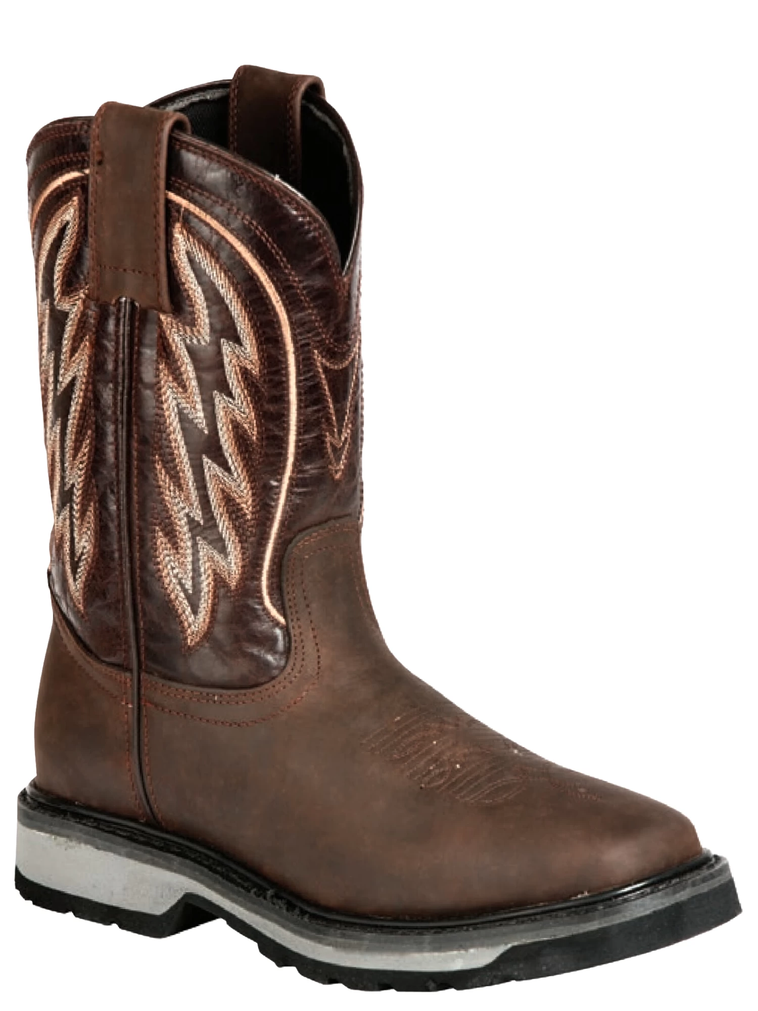 Botas De Trabajo Rodeo De Tubo Pull-On Con Punta Suave De Piel Genuina Para Hombre 'El General' - ID: 51278 - Imagen 4