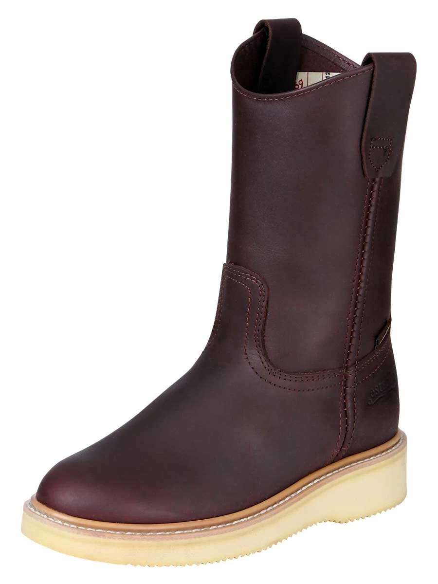 Botas De Trabajo De Tubo Pull-On Con Punta Suave De Piel Genuina Para Mujer/Joven 'Establo' - ID: 91542
