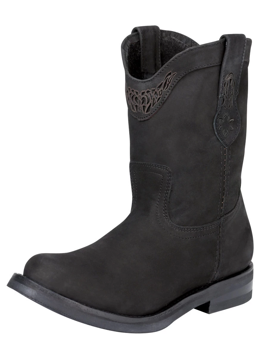 Botas De Trabajo De Tubo Pull-On Con Punta Suave De Piel Nobuck Para Mujer 'El General' - ID: 122492