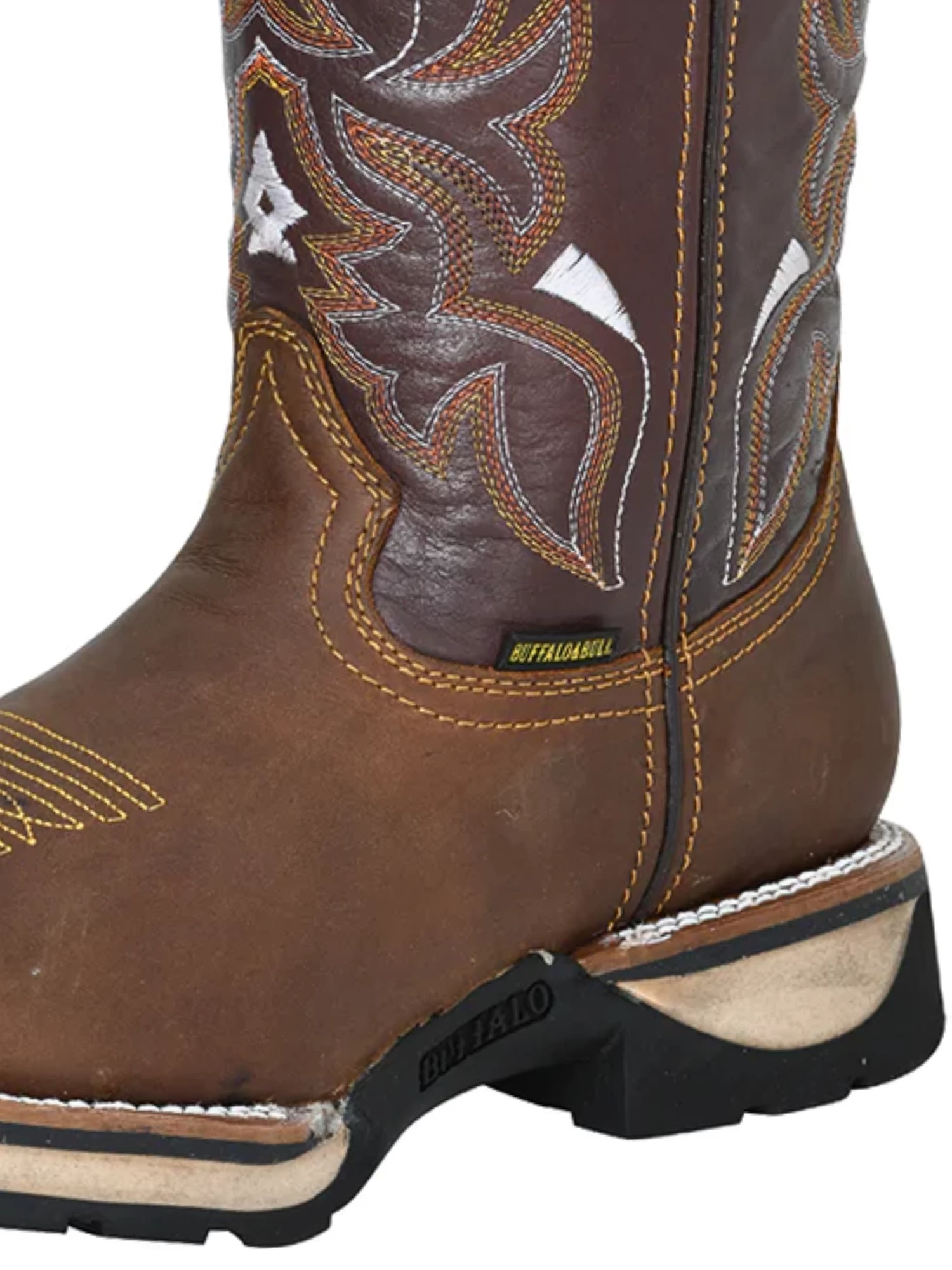Botas De Trabajo Rodeo De Tubo Pull-On Con Punta Suave De Piel Genuina Para Hombre 'Buffalo' - ID: 123730 - Imagen 3