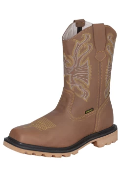 Botas De Trabajo De Tubo Pull-On Con Punta De Acero De Piel Genuina Para Hombre 'Buffalo & Bull' - ID: 123732