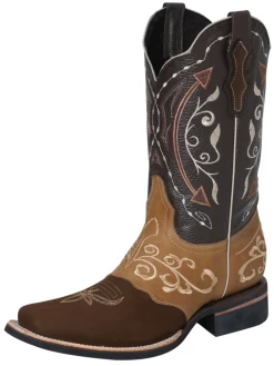 Botas Vaqueras Rodeo Con Antifaz Bordado De Piel Nobuck Para Hombre 'El Señor De Los Cielos' - ID: 124080