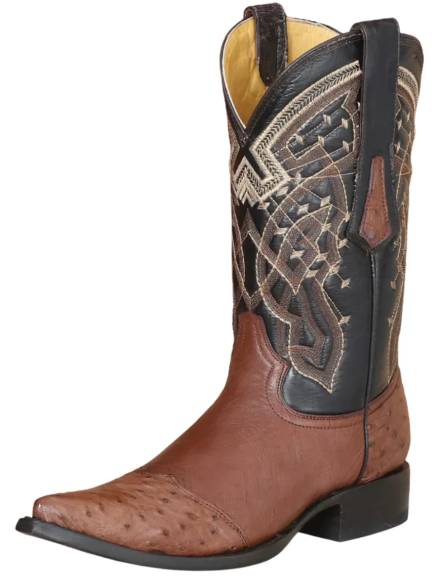 Botas Vaqueras Exoticas De Puntera De Avestruz Original Para Hombre 'Centenario' - ID: 124411