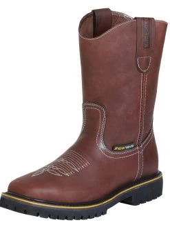 Botas De Trabajo Rodeo De Tubo Pull-On Con Punta Suave De Piel Genuina Para Hombre 'El General' - ID: 124708