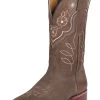 Botas Vaqueras Rodeo Con Tubo Bordado De Flores De Piel Nobuck Para Mujer 'Centenario' - ID: 124927