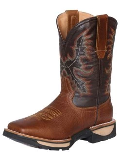 Botas De Trabajo Rodeo De Tubo Pull-On Con Punta Suave De Piel Genuina Para Hombre 'El General' - ID: 125009