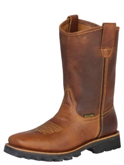 Botas De Trabajo De Tubo Pull-On Con Punta Suave De Piel Genuina Para Hombre 'Buffalo & Bull' - ID: 125016
