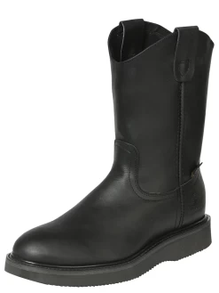 Botas De Trabajo De Tubo Pull-On Con Punta Suave De Piel Genuina Para Hombre 'El General' - ID: 126044