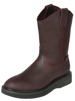 Botas De Trabajo De Tubo Pull-On Con Punta Suave De Piel Genuina Para Hombre 'El General' - ID: 126046