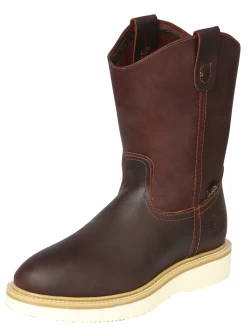 Botas De Trabajo De Tubo Pull-On Con Punta Suave De Piel Genuina Para Hombre 'El General' - ID: 126050