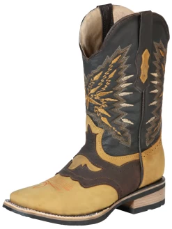 Botas Vaqueras Rodeo Con Antifaz De Piel Genuina Para Hombre 'El General' - ID: 126228