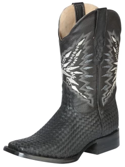 Botas Vaqueras Rodeo Clasicas De Piel Tejido Para Hombre 'El General' - ID: 126236