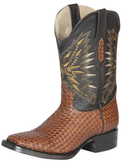 Botas Vaqueras Rodeo Clasicas De Piel Tejido Para Hombre 'El General' - ID: 126238