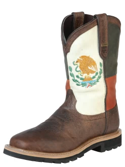 Botas De Trabajo Resistentes Al Agua De Construccion Goodyear Bandera De Mexico Con Punta Suave De Piel Genuina Para Hombre 'Centenario' - ID: 126415