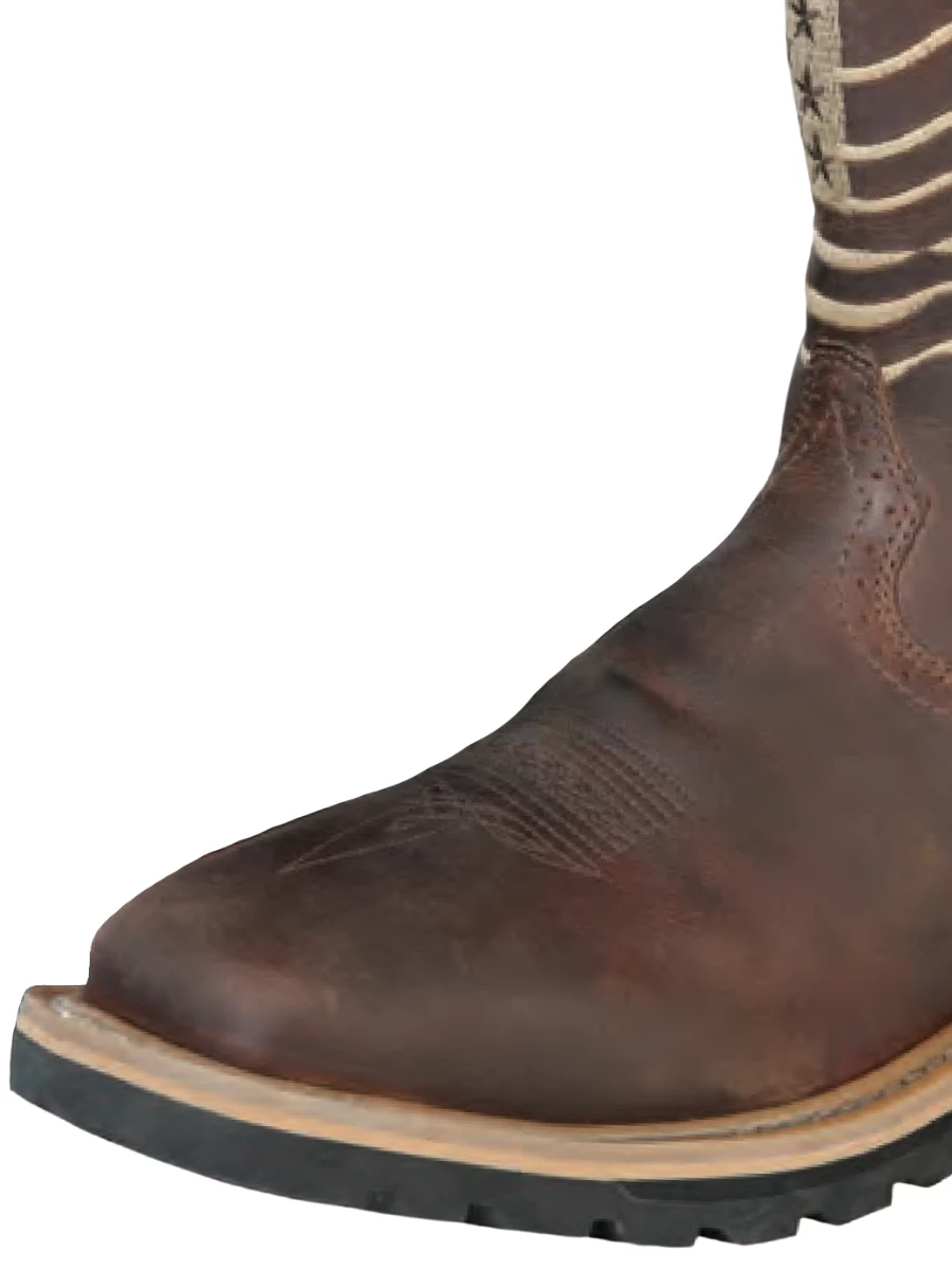 Botas De Trabajo Resistentes Al Agua De Construccion Goodyear Bandera De USA Con Punta Suave De Piel Genuina Para Hombre 'Centenario' - ID: 126419 - Imagen 2