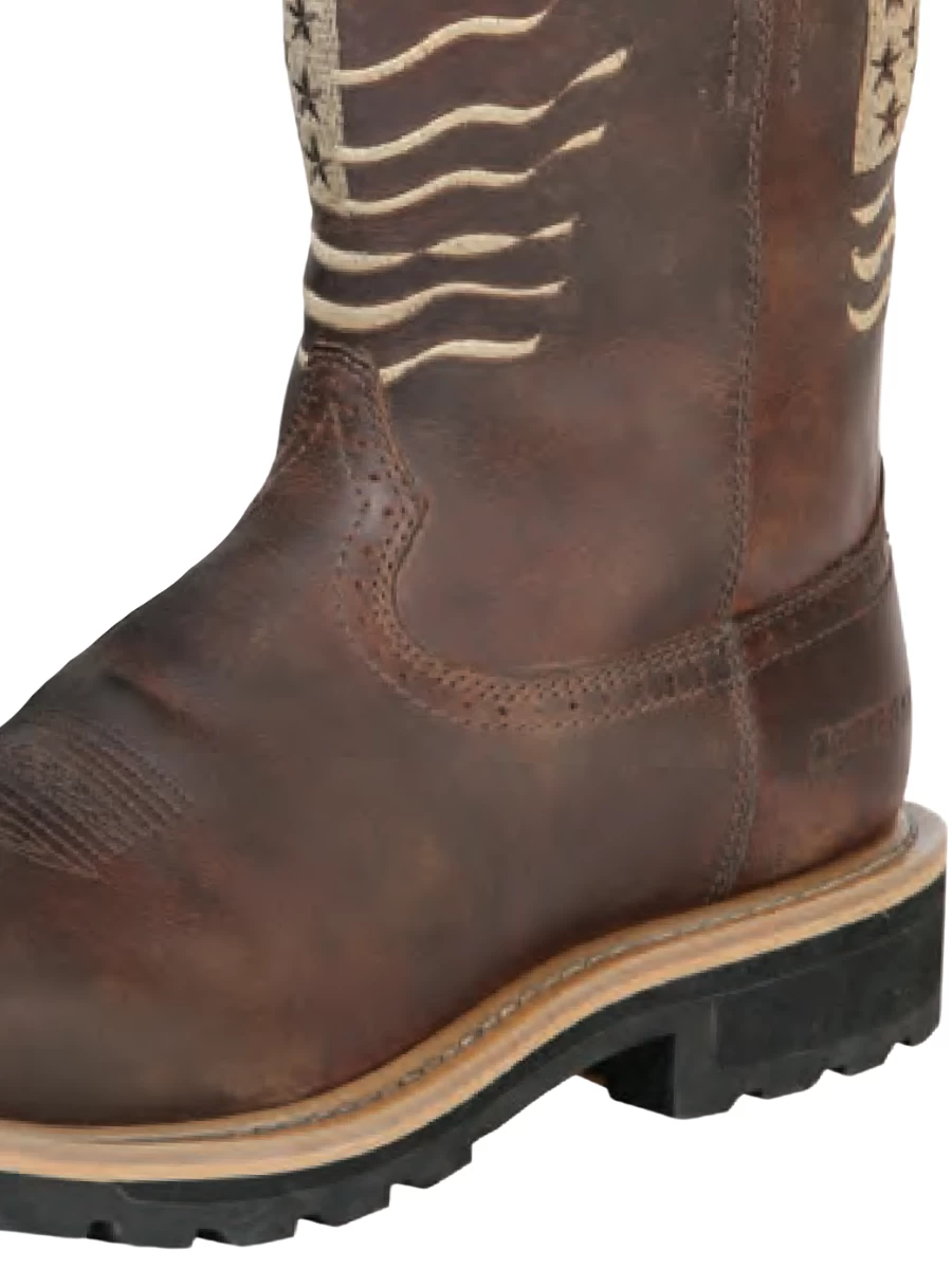 Botas De Trabajo Resistentes Al Agua De Construccion Goodyear Bandera De USA Con Punta Suave De Piel Genuina Para Hombre 'Centenario' - ID: 126419 - Imagen 3