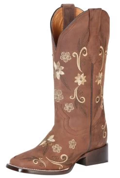 Botas Vaqueras Rodeo Con Bordado De Flores De Piel Genuina Para Mujer 'Jar Boots' - ID: 126439