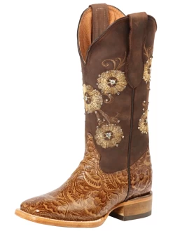 Botas Vaqueras Rodeo Con Cincelado Rameado Monet De Piel Genuina Para Mujer 'Jar Boots' - ID: 126447