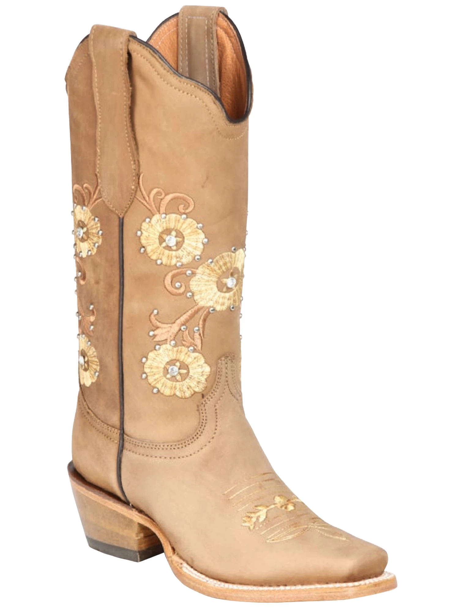 Botas Vaqueras Rodeo Con Tubo Bordado De Flores De Piel Genuina Para Mujer 'Jar Boots' - ID: 126450 - Imagen 4