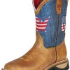 Botas De Trabajo Rodeo De Tubo Pull-On Bandera USA Con Punta Suave De Piel Genuina Para Hombre 'Buffalo & Bull' - ID: 126453