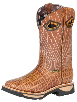 Botas De Trabajo De Tubo Pull-On Con Punta Suave De Piel Genuina Para Hombre 'Buffalo & Bull' - ID: 126455