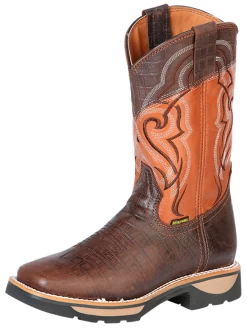 Botas De Trabajo De Tubo Pull-On Con Punta Suave De Piel Genuina Para Hombre 'Buffalo & Bull' - ID: 126461