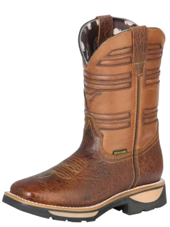 Botas De Trabajo De Tubo Pull-On Con Punta Suave De Piel Genuina Para Hombre 'Buffalo & Bull' - ID: 126462