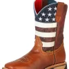 Botas De Trabajo De Tubo Pull-On Bandera USA Con Punta Suave De Piel Genuina Para Hombre 'Buffalo & Bull' - ID: 126474