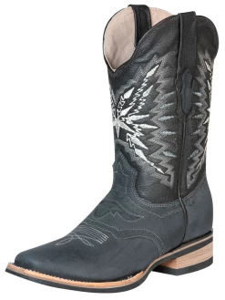 Botas Vaqueras Rodeo Con Antifaz De Piel Genuina Para Hombre 'El General' - ID: 126521