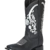 Botas Vaqueras Rodeo Con Tubo Bordado De Flores De Piel Genuina Para Mujer 'Centenario' - ID: 126622