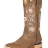 Botas Vaqueras Rodeo Con Tubo Bordado De Flores De Piel Genuina Para Mujer 'Centenario' - ID: 126623