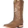 Botas Vaqueras Rodeo Con Tubo Bordado De Flores De Piel Genuina Para Mujer 'Centenario' - ID: 126625