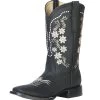 Botas Vaqueras Rodeo Con Tubo Bordado De Flores De Piel Genuina Para Mujer 'Centenario' - ID: 126627
