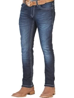 Pantalon De Mezclilla Casual Azul Oscuro Para Hombre 'El Norteño' - ID: 126635