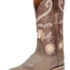 Botas Vaqueras Rodeo Con Tubo Bordado De Flores De Piel Genuina Para Mujer 'Centenario' - ID: 126652