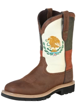 Botas De Trabajo Resistentes Al Agua De Construccion Goodyear Bandera De Mexico Con Punta Suave De Piel Genuina Para Hombre 'Centenario' - ID: 126721