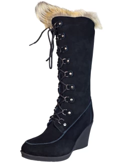 Botas De Invierno De Cuña De Piel Gamuza/Pelo De Zorro Para Mujer 'Bearpaw' - ID: 7133